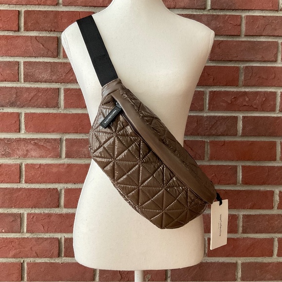Vee Collective Handbags - Vee Collective Berlin Dark Taupe Quilted Nylon Crossbody Fanny Belt Bag NWT
